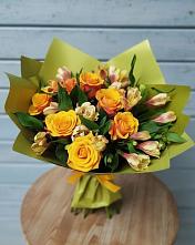 Букет цветов из:  Альстромерии и Розы #REPLACE_PRED# Киргиз-Мияки