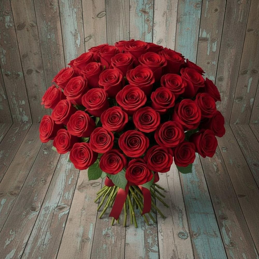 Букет 55 Красных роз Фридом в Киргиз-Мияки