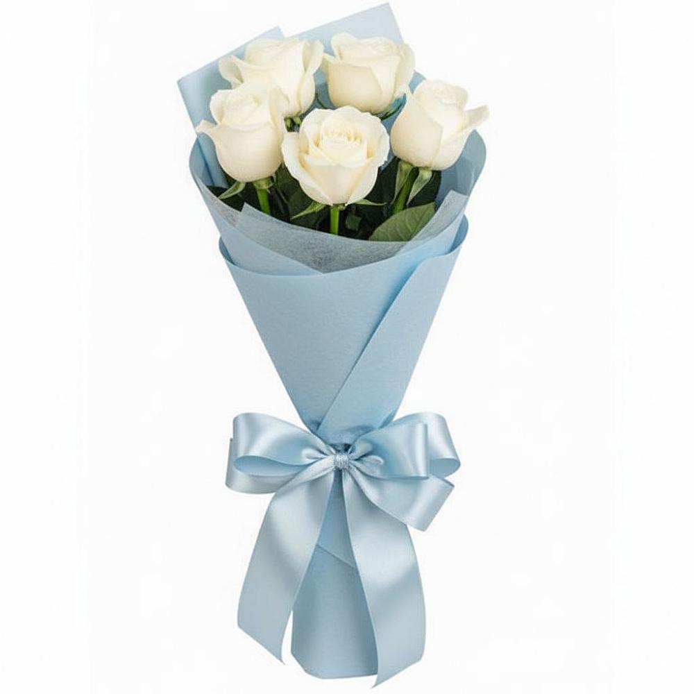 Букет 5 Белых роз Проуд в Киргиз-Мияки