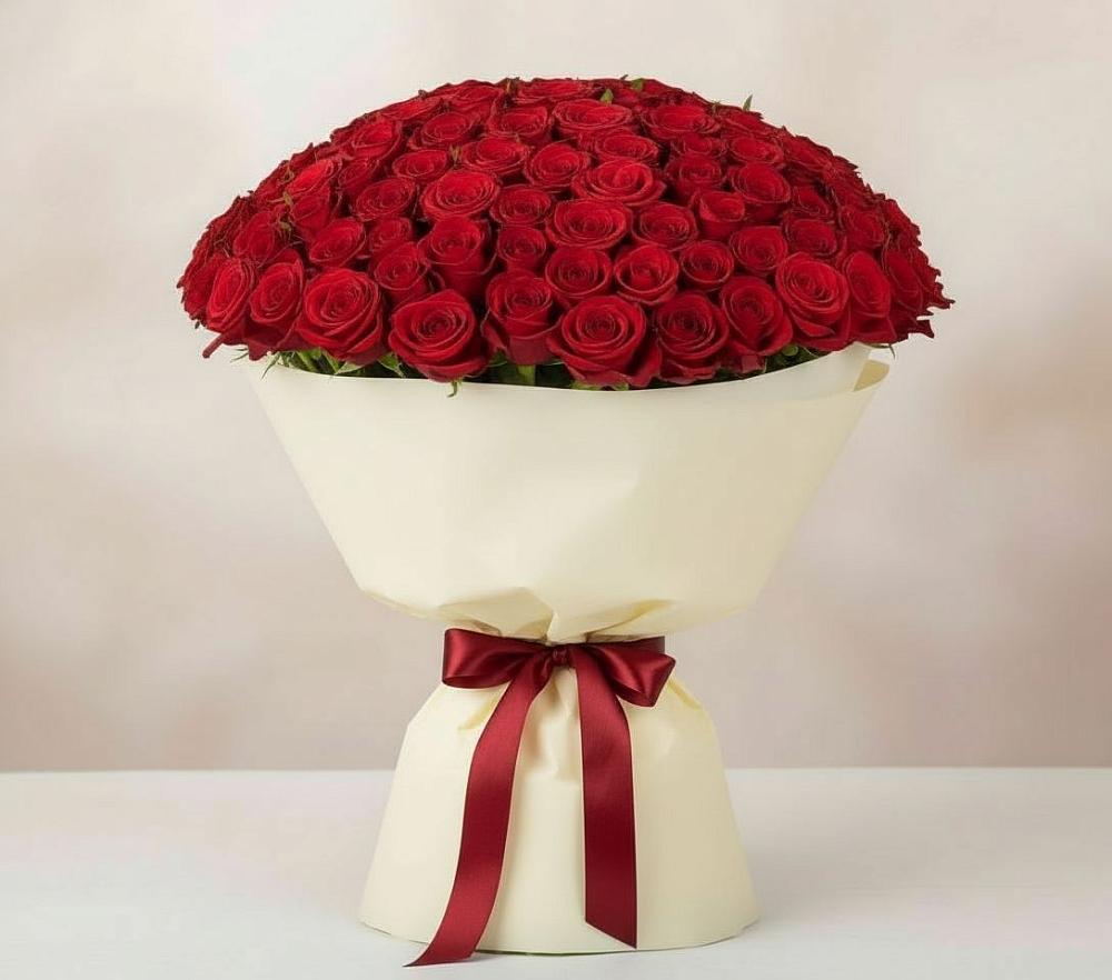 Букет 101 Красная роза Милано в Киргиз-Мияки