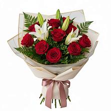 Букет цветов из:  Лилии и Розы #REPLACE_PRED# Киргиз-Мияки