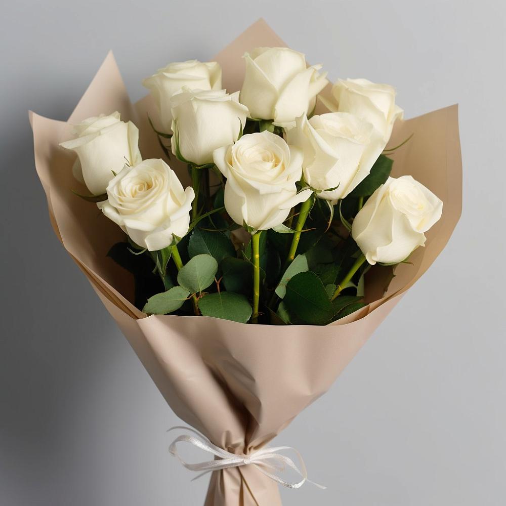 Букет 9 Белых роз Эдлесс Лав в Киргиз-Мияки