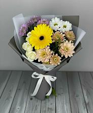 Букет цветов из:  Розы, Герберы и Хризантемы #REPLACE_PRED# Киргиз-Мияки