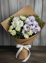 Букет цветов из:  Хризантемы и Розы #REPLACE_PRED# Киргиз-Мияки