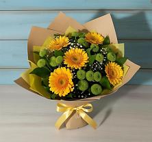 Букет цветов из:  Герберы и Хризантемы в Киргиз-Мияки
