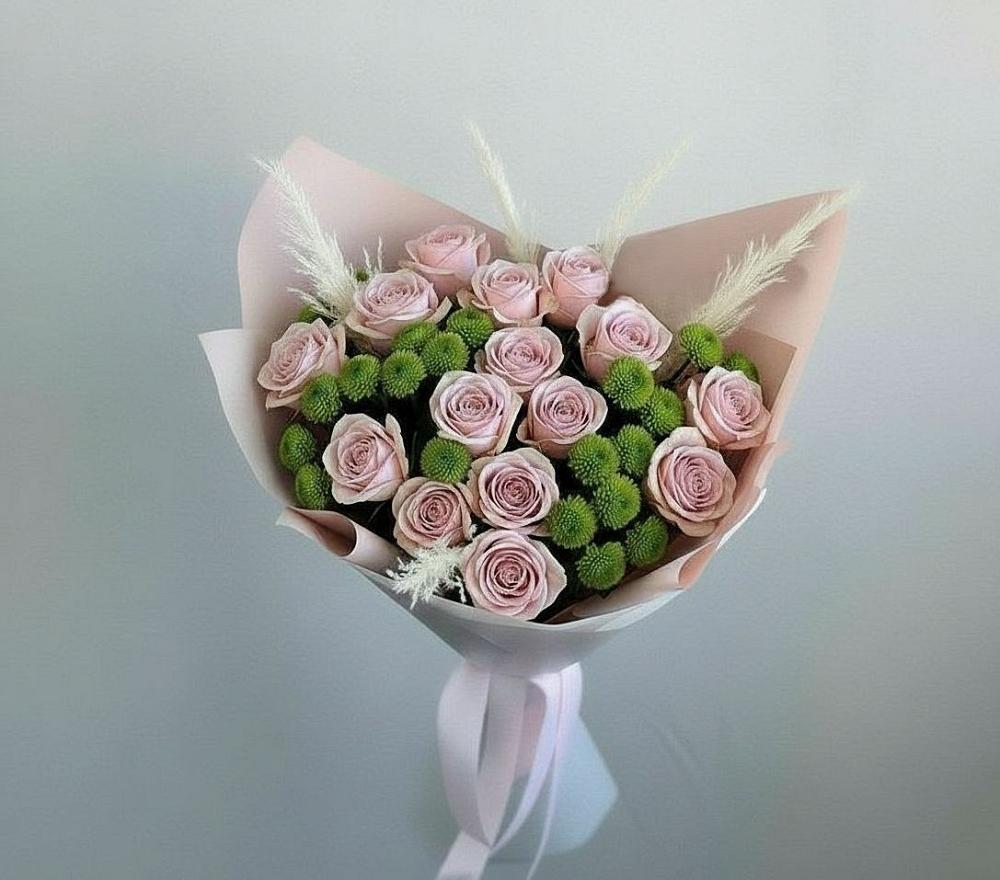 Букет цветов из: Розы и Хризантемы в Киргиз-Мияки