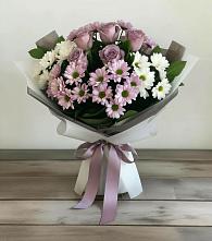 Букет цветов из:  Хризантемы и Розы в Киргиз-Мияки