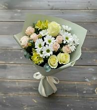 Букет цветов из:  Альстромерии, Розы и Хризантемы в Киргиз-Мияки