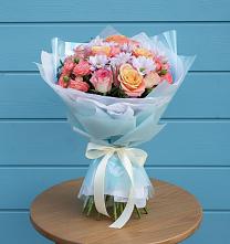 Букет цветов из:  Хризантемы и Розы #REPLACE_PRED# Киргиз-Мияки